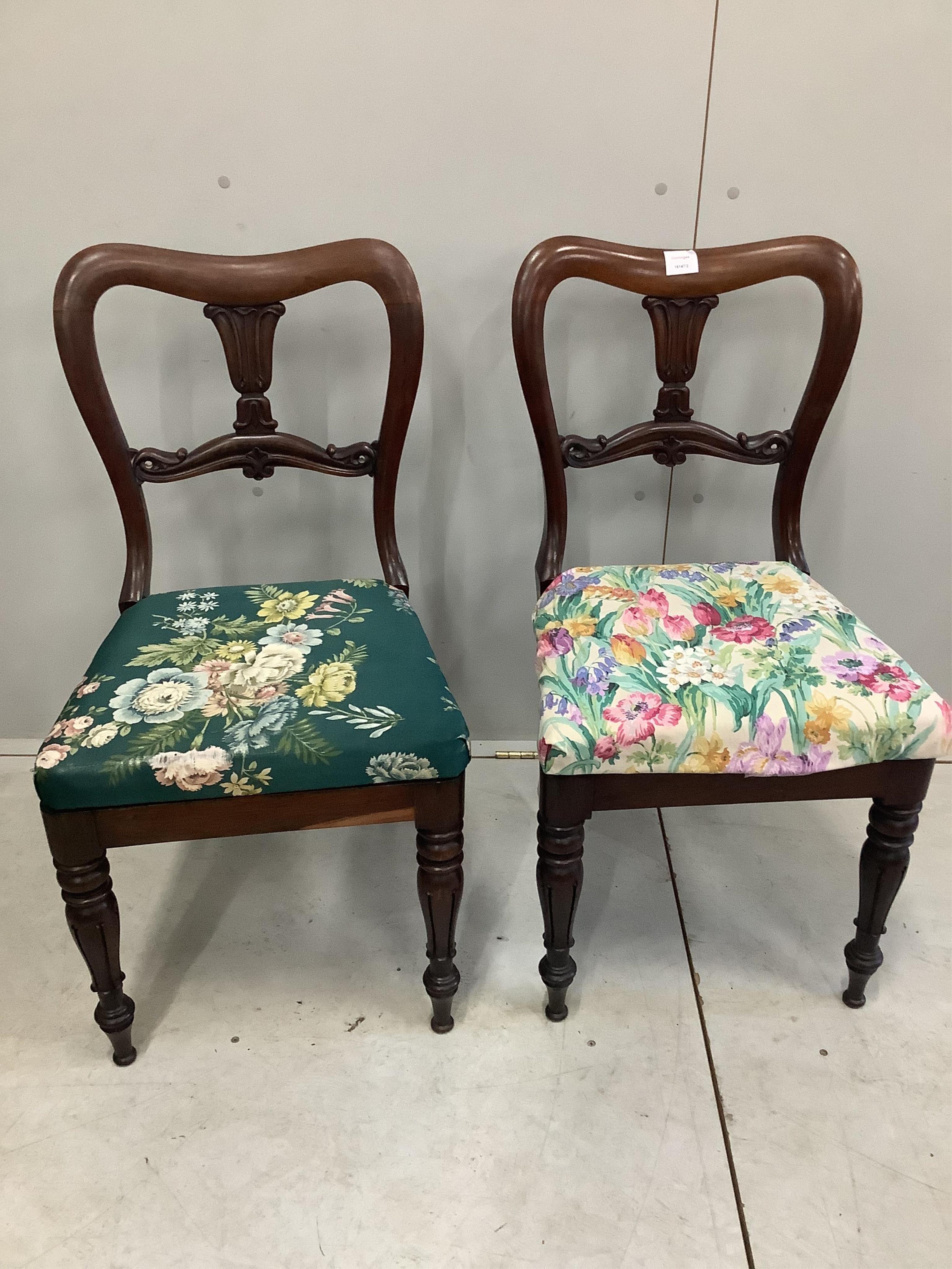 A pair of William IV mahogany dining chairs and another similar chair. Condition - fair to good